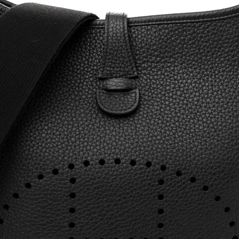 HERM??S EVELYNE III PM BLACK TAURILLON CLEMENCE LEATHER PALLADIUM SILVER HARDWARE - Image 9