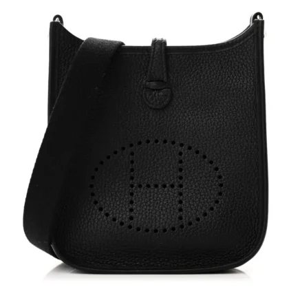 HERM??S EVELYNE TPM BLACK TAURILLON CLEMENCE LEATHER SILVER HARDWARE