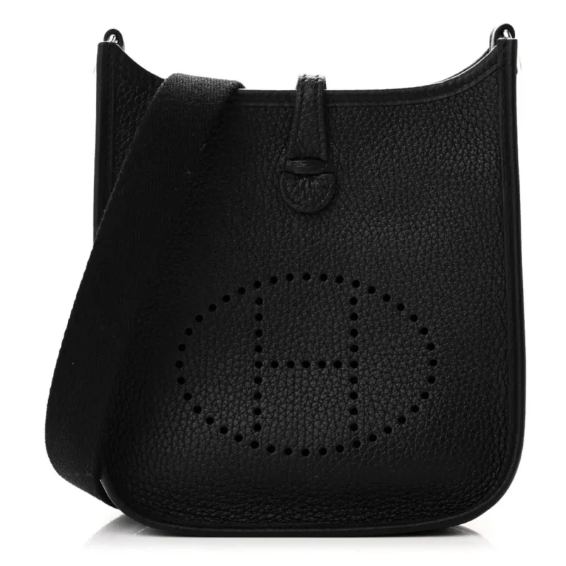 HERM??S EVELYNE TPM BLACK TAURILLON CLEMENCE LEATHER SILVER HARDWARE