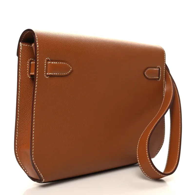 HERM??S KELLY D??P??CHES 25 POUCH BROWN EPSOM LEATHER SILVER HARDWARE - Image 3