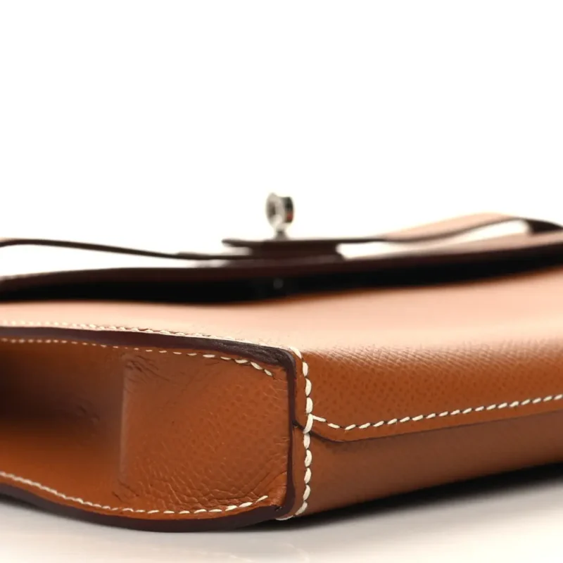 HERM??S KELLY D??P??CHES 25 POUCH BROWN EPSOM LEATHER SILVER HARDWARE - Image 4