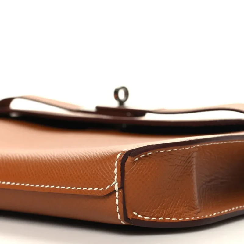 HERM??S KELLY D??P??CHES 25 POUCH BROWN EPSOM LEATHER SILVER HARDWARE - Image 5