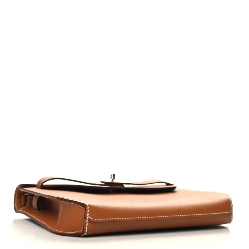 HERM??S KELLY D??P??CHES 25 POUCH BROWN EPSOM LEATHER SILVER HARDWARE - Image 6