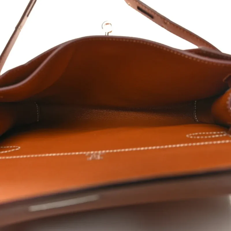HERM??S KELLY D??P??CHES 25 POUCH BROWN EPSOM LEATHER SILVER HARDWARE - Image 7