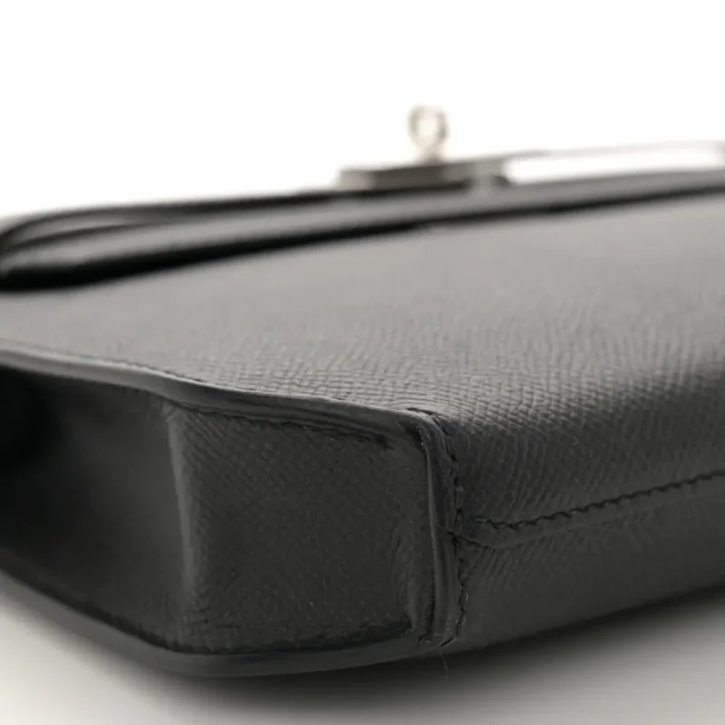 HERM??S KELLY D??P??CHES 25 POUCH BLACK EPSOM LEATHER PALLADIUM HARDWARE - Image 4
