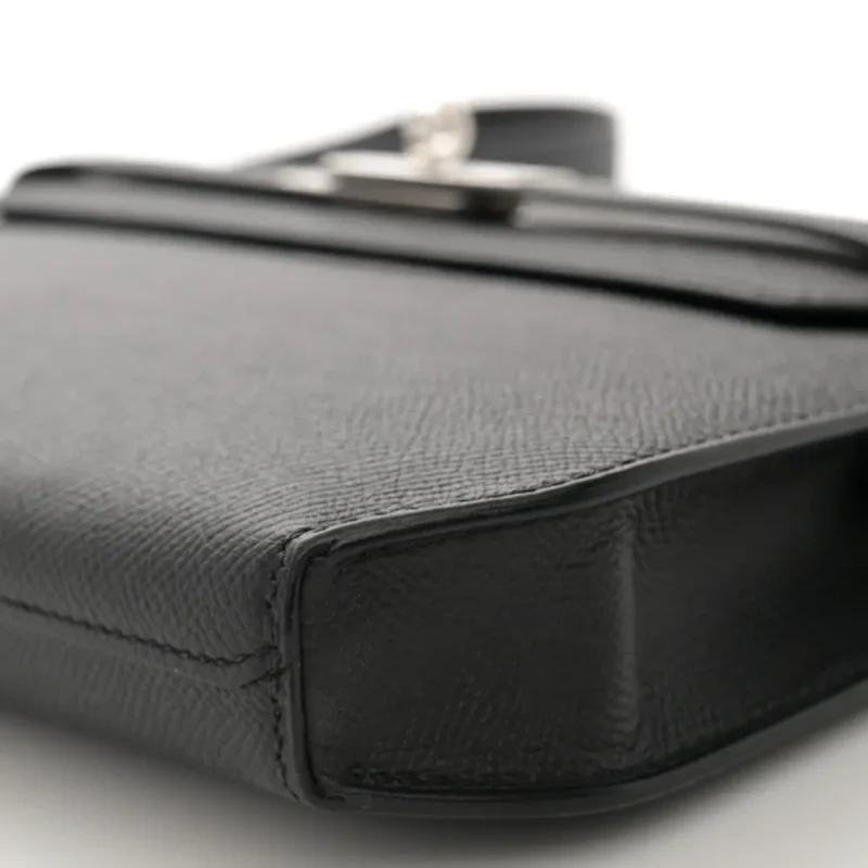 HERM??S KELLY D??P??CHES 25 POUCH BLACK EPSOM LEATHER PALLADIUM HARDWARE - Image 5
