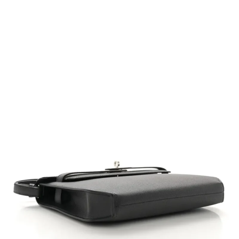 HERM??S KELLY D??P??CHES 25 POUCH BLACK EPSOM LEATHER PALLADIUM HARDWARE - Image 6