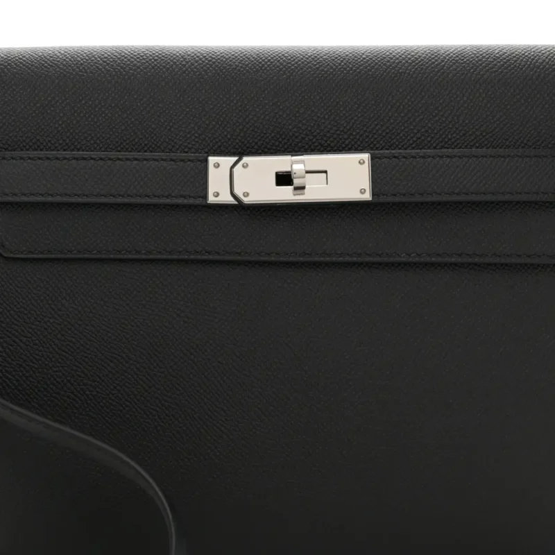 HERM??S KELLY D??P??CHES 25 POUCH BLACK EPSOM LEATHER PALLADIUM HARDWARE - Image 9