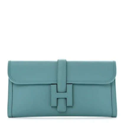 HERM??S JIGE ELAN 29 CLUTCH BLEU ATOLL SWIFT LEATHER