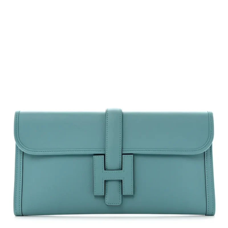 HERM??S JIGE ELAN 29 CLUTCH BLEU ATOLL SWIFT LEATHER