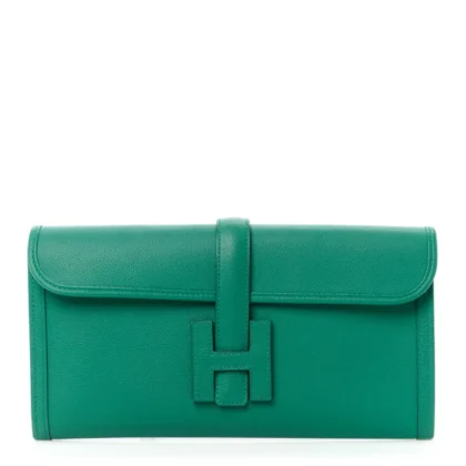 HERM??S JIGE ELAN 29 CLUTCH VERT VERTIGO EVERCOLOR LEATHER