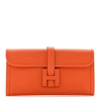 HERM??S JIGE ELAN 29 CLUTCH ORANGE SWIFT LEATHER
