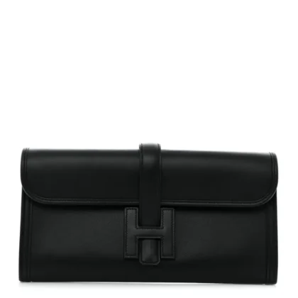 HERM??S JIGE ELAN 29 CLUTCH BLACK SWIFT LEATHER