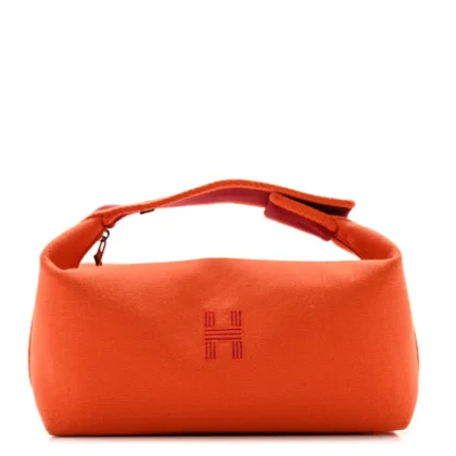 HERM??S BRIDE-??-BRAC POUCH SMALL ORANGE/BURGUNDY CANVAS