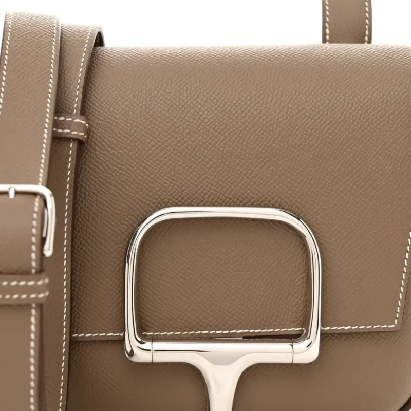 HERM??S MINI DELLA CAVALLERIA ETOUPE EPSOM LEATHER PALLADIUM HARDWARE - Image 9