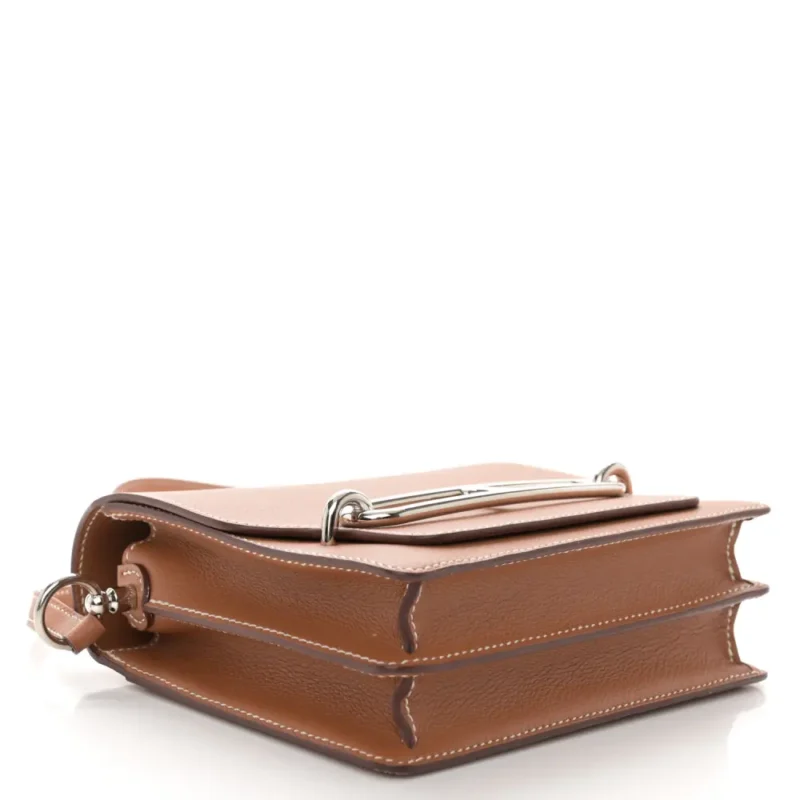 LUSHENTIC HERM??S MINI SAC ROULIS BROWN EVERCOLOR LEATHER PALLADIUM SILVER HARDWARE - Image 6