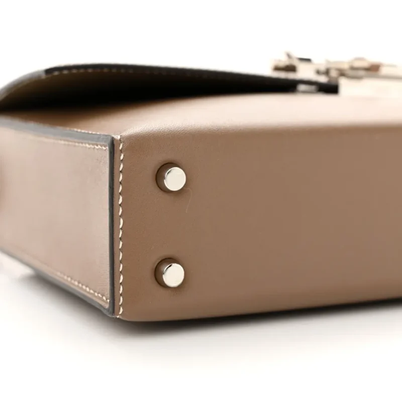 HERM??S MINI VERROU CHAINE BAG ??TAIN TADELAKT LEATHER PALLADIUM SILVER HARDWARE - Image 4