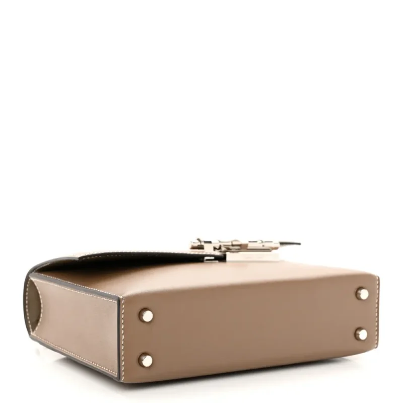 HERM??S MINI VERROU CHAINE BAG ??TAIN TADELAKT LEATHER PALLADIUM SILVER HARDWARE - Image 6