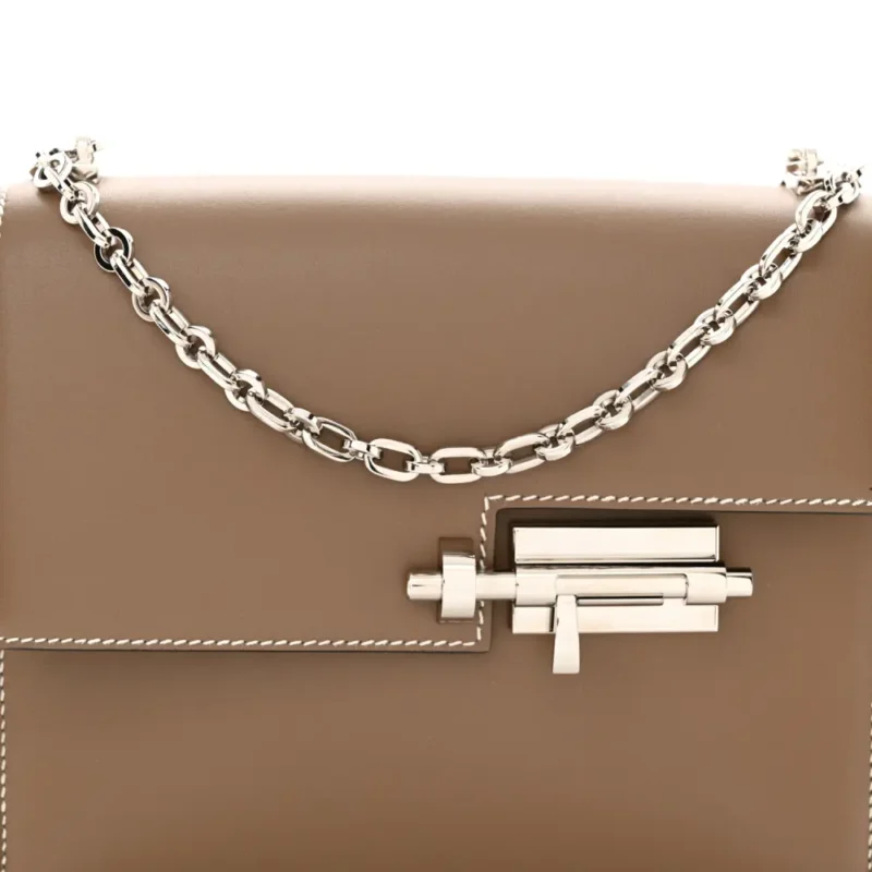 HERM??S MINI VERROU CHAINE BAG ??TAIN TADELAKT LEATHER PALLADIUM SILVER HARDWARE - Image 9