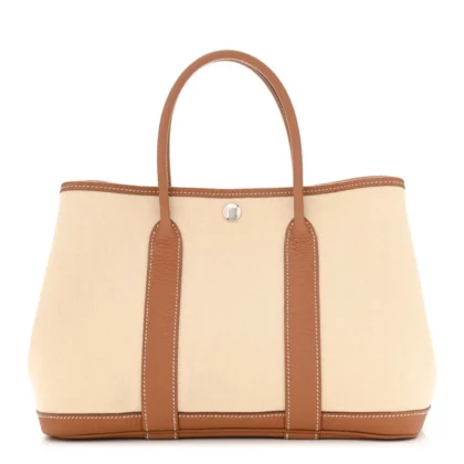 HERM??S GARDEN PARTY 30 TPM TOTE BROWN TOILE & NEGONDA LEATHER