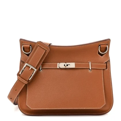 HERM??S JYPSIERE 28 BROWN TAURILLON CLEMENCE LEATHER PALLADIUM SILVER HARDWARE