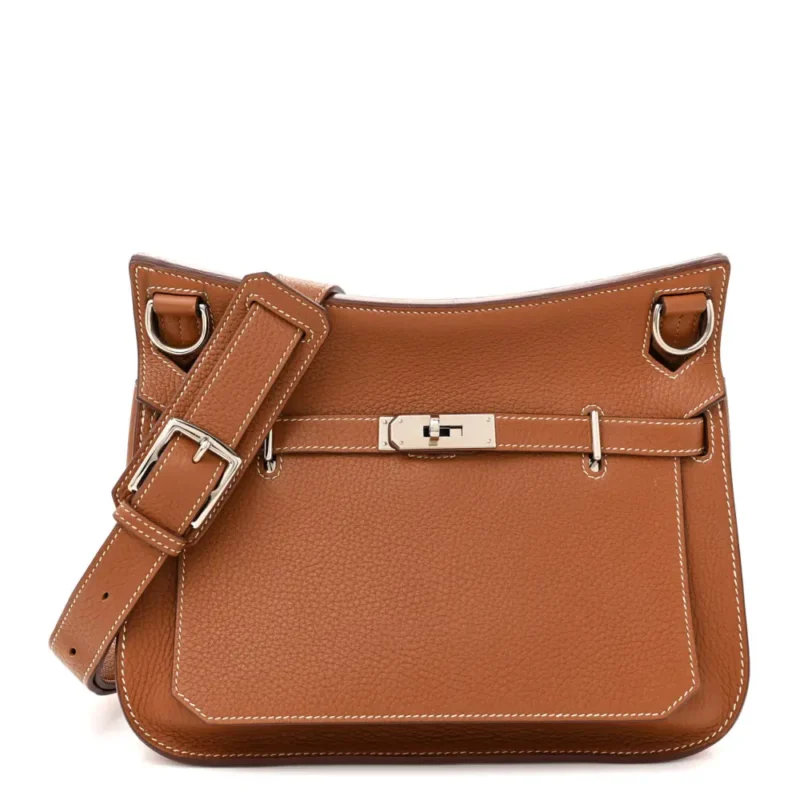 HERM??S JYPSIERE 28 BROWN TAURILLON CLEMENCE LEATHER PALLADIUM SILVER HARDWARE