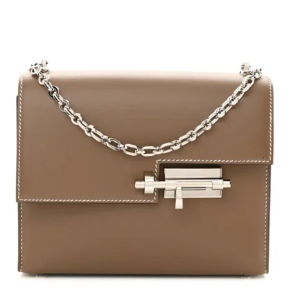 HERM??S MINI VERROU CHAINE BAG ??TAIN TADELAKT LEATHER PALLADIUM SILVER HARDWARE