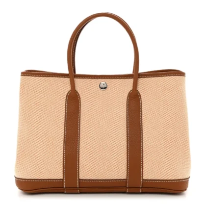 HERM??S GARDEN PARTY 30 TPM BROWN TOILE & NEGONDA LEATHER