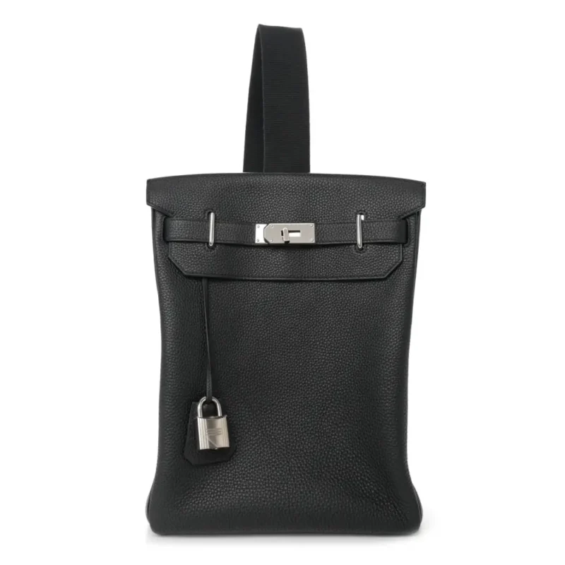 HERM??S HAC ?? DOS GM BACKPACK BLACK TOGO LEATHER PALLADIUM HARDWARE