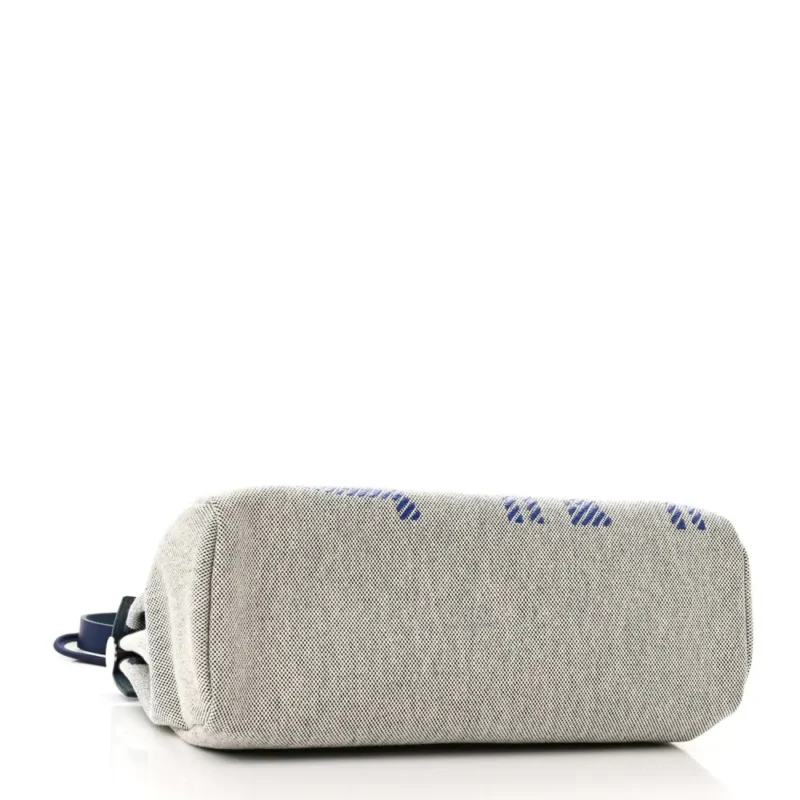 HERM??S BRIDES DE GALA HERBAG ZIP RETOURNE 31 PM BLEU DE FRANCE / ECRU / BLACK VACHE HUNTER LEATHER & TOILE H PALLADIUM SILVER HARDWARE - Image 7