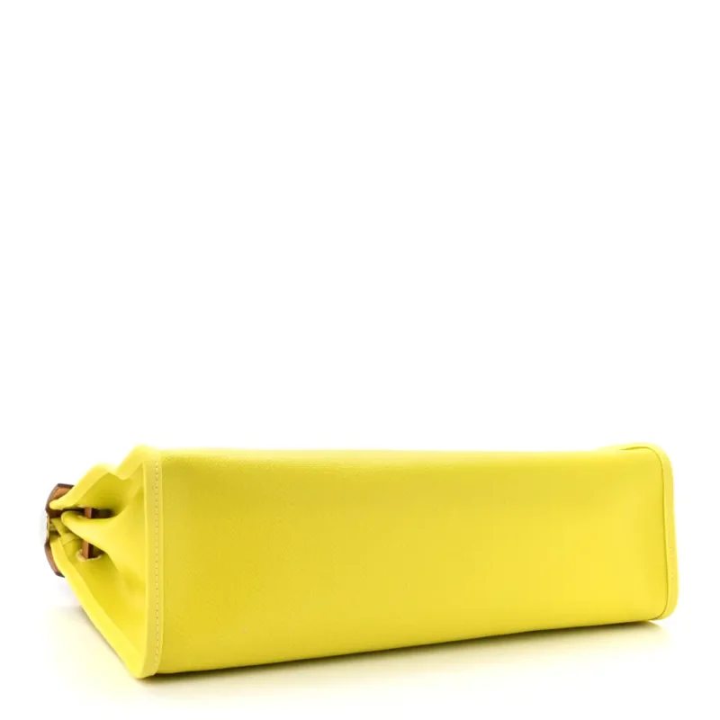 HERM??S H BERLINE HERBAG ZIP 31 PM LIME TOILE & VACHE HUNTER LEATHER PALLADIUM SILVER HARDWARE - Image 7