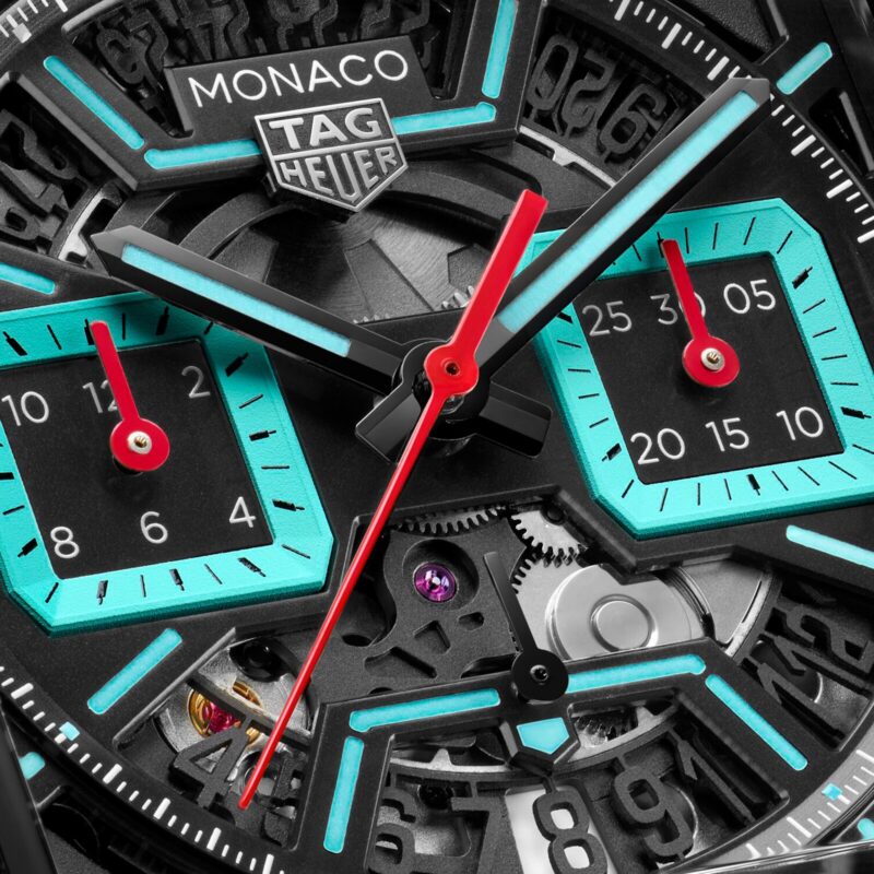 TAG HEUER MONACO CHRONOGRAPH 39MM MENS WATCH TITANIUM TURQOUISE CBL2184.FT6236 - Image 3