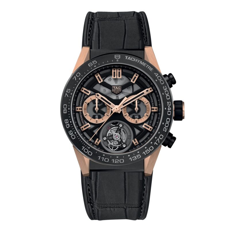 TAG HEUER CARRERA CHRONOGRAPH TOURBILLON TITANIUM AND GOLD 45MM MENS WATCH CAR5A5U