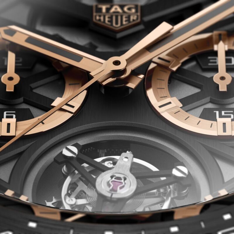 TAG HEUER CARRERA CHRONOGRAPH TOURBILLON TITANIUM AND GOLD 45MM MENS WATCH CAR5A5U - Image 3