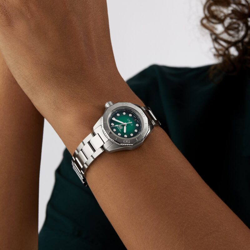 TAG HEUER AQUARACER PROFESSIONAL 200 30MM LADIES WATCH GREEN WBP2415.BA0622 - Image 8
