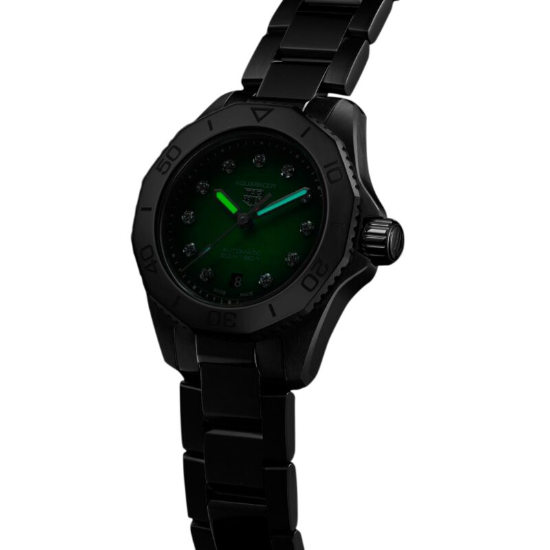 TAG HEUER AQUARACER PROFESSIONAL 200 30MM LADIES WATCH GREEN WBP2415.BA0622 - Image 7
