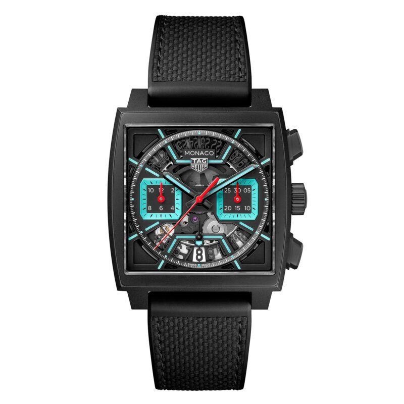 TAG HEUER MONACO CHRONOGRAPH 39MM MENS WATCH TITANIUM TURQOUISE CBL2184.FT6236