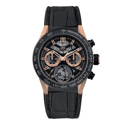 TAG HEUER CARRERA CHRONOGRAPH TOURBILLON TITANIUM AND GOLD 45MM MENS WATCH CAR5A5U