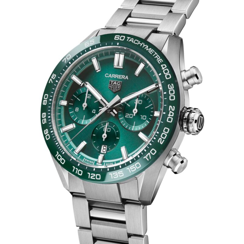 TAG HEUER CARRERA CHRONOGRAPH 44MM MENS WATCH GREEN STAINLESS STEEL CBN2A1N.BA0643 - Image 2