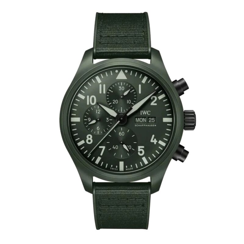 IWC PILOT QUOTE.S CHRONOGRAPH TOP GUN EDITION WOODLAND 44.5MM MENS WATCH GREEN IW389106
