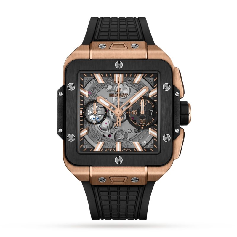 HUBLOT SQUARE BANG UNICO KING GOLD CERAMIC 42MM MENS WATCH 821.OM.0180.RX