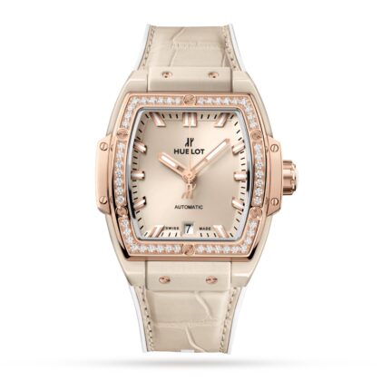 HUBLOT SPIRIT OF BIG BANG BEIGE CERAMIC KING GOLD DIAMONDS 39MM WATCH 665.CZ.898B.LR.1204
