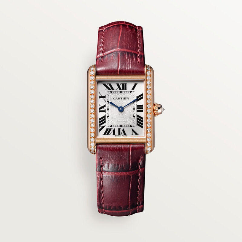 TANK LOUIS CARTIER WATCH SMALL MODEL ROSE GOLD DIAMONDS LEATHER CRWJTA0037 - Image 2