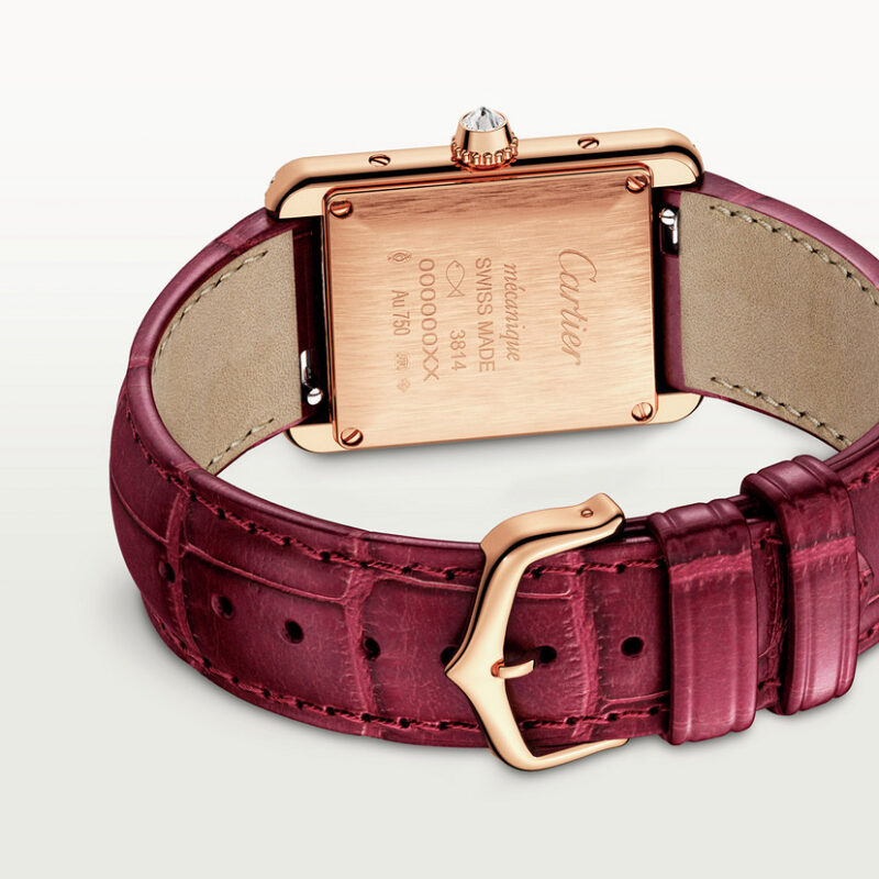 TANK LOUIS CARTIER WATCH SMALL MODEL ROSE GOLD DIAMONDS LEATHER CRWJTA0037 - Image 4