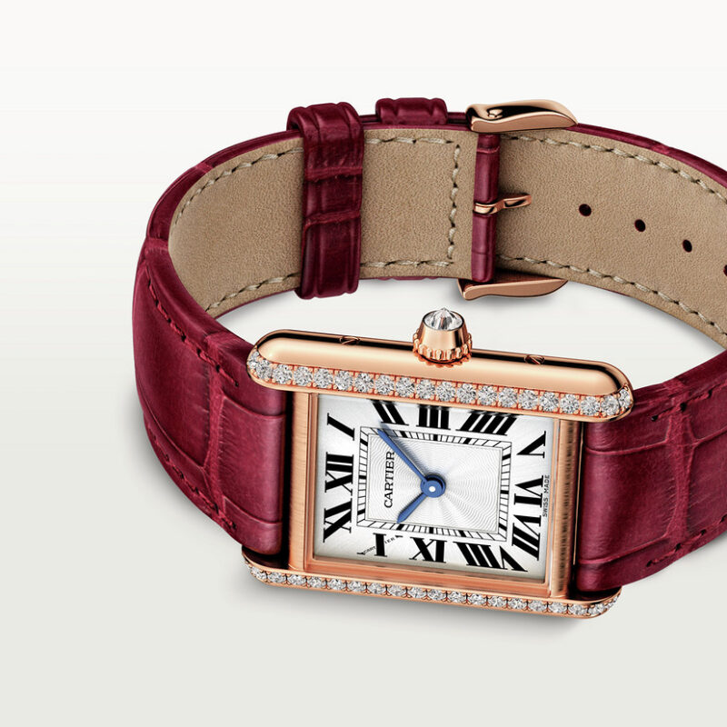 TANK LOUIS CARTIER WATCH SMALL MODEL ROSE GOLD DIAMONDS LEATHER CRWJTA0037 - Image 6