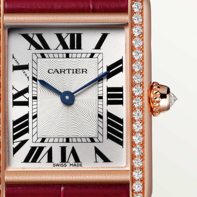 TANK LOUIS CARTIER WATCH SMALL MODEL ROSE GOLD DIAMONDS LEATHER CRWJTA0037 - Image 7