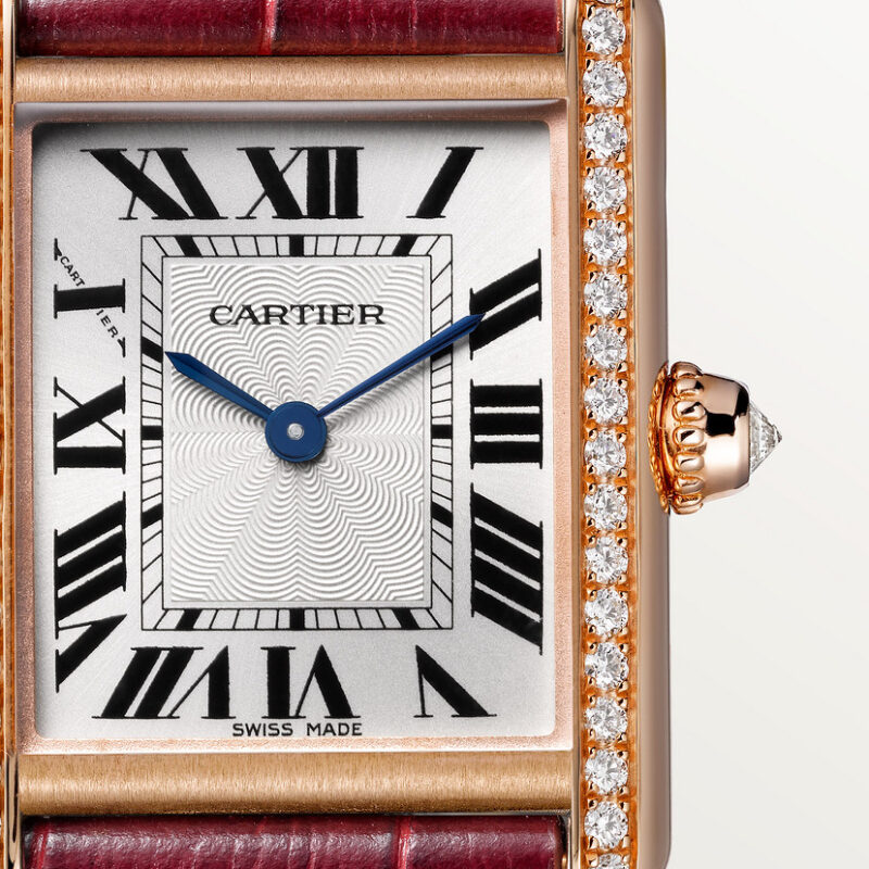 TANK LOUIS CARTIER WATCH SMALL MODEL ROSE GOLD DIAMONDS LEATHER CRWJTA0037 - Image 8