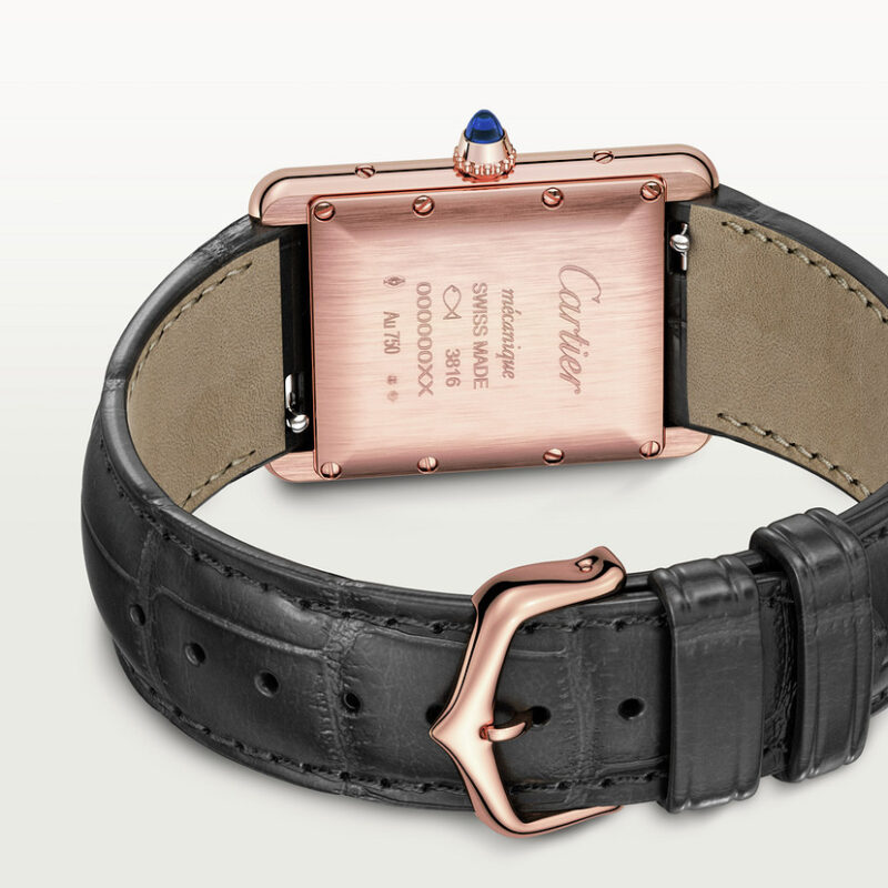 TANK LOUIS CARTIER WATCH LARGE MODEL ROSE GOLD LEATHER CRWGTA0092 - Image 2