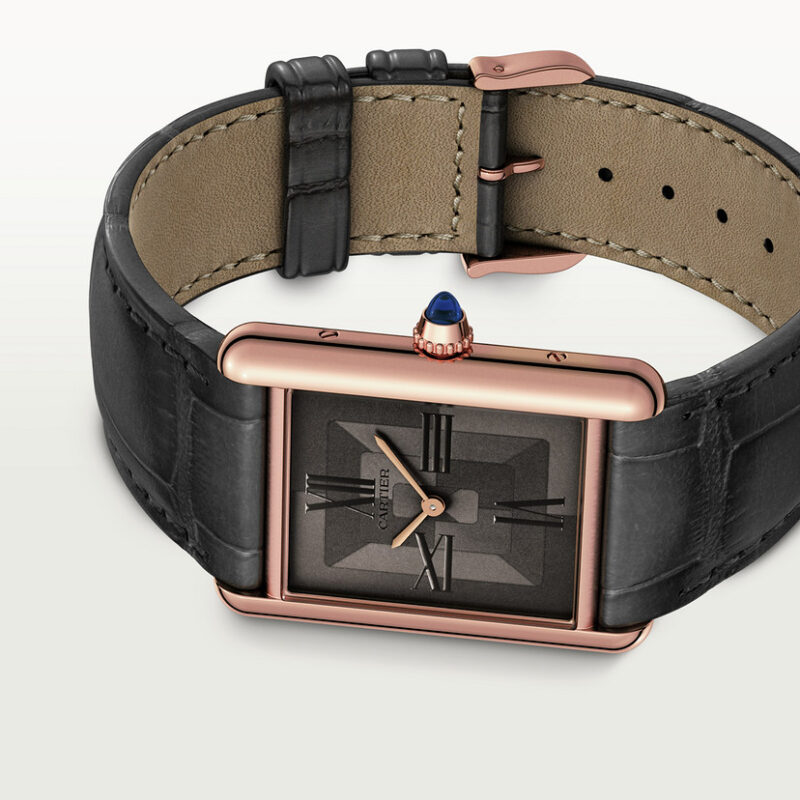 TANK LOUIS CARTIER WATCH LARGE MODEL ROSE GOLD LEATHER CRWGTA0092 - Image 4