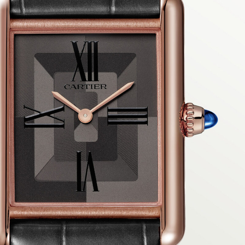 TANK LOUIS CARTIER WATCH LARGE MODEL ROSE GOLD LEATHER CRWGTA0092 - Image 5